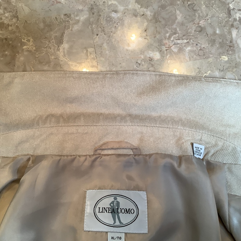 Linea Uomo button down shirt jacket, beige, 2 exterior pockets, 3 interior, XL - Picture 9 of 16